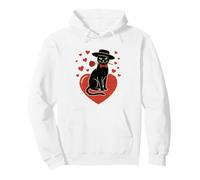 Chat Noir Romantique Tenant des cœurs Roses Rouges pour la Saint-Valentin Sweat à Capuche