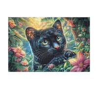 Chat Noir Rose 1000 Pièces Puzzle Adulte en Carton Rigide Haute Qualité Difficile Niveau Expert Anti-Stress Jeu De Société Idée Cadeau Anniversaire Premium 1000 PCS/75x50cm
