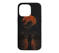 Chat Noir Sang Lune Halloween Gothique Horreur Coque pour iPhone 14 Pro Max