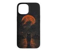 Chat Noir Sang Lune Halloween Gothique Horreur Coque pour iPhone 15