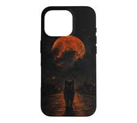 Chat Noir Sang Lune Halloween Gothique Horreur Coque pour iPhone 16 Pro