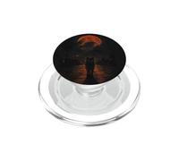 Chat Noir Sang Lune Halloween Gothique Horreur PopSockets PopGrip pour MagSafe