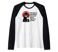 Chat Noir sirotant vin Rouge Boisson Manche Raglan