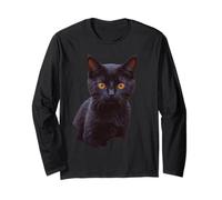 Chat Noir sorcière esthétique Mystique félin Yeux Orange Manche Longue