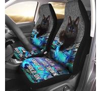 Chat Noir Sors Entre Assieds-Toi Tais-Toi 2 Pièces Housse Couverture Couvre Sieges Lavable Housse De Sieges Auto Machine Housses De Siège De Voiture Avant Universel pour Bus Camion SUV
