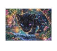 Chat Noir sous Le Ciel étoilé 300 Pièces Puzzle Famille en Carton sans Déformation Difficulté Moyenne Activité Familiale Anti-Stress Jeu De Société Soirée Entre Amis 300 PCS