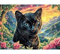 Chat Noir sur Rose 500 Pièces Puzzle Débutant en Carton Anti-Déchirure Animal Animal de Compagnie Facile Apprentissage Anti-Stress Passe-Temps Cadeau Fête des Mères Petit Prix 500 PCS/52×38cm