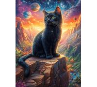 Chat Noir sur Un Rocher Puzzle 500 Pièces pour Adultes Jeu De Famille Educa Créatif Vision Qualité Supérieure Relaxation Art Cadeau 500 PCS