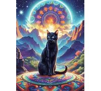 Chat Noir sur Un Tapis Volant 300 Pièces Puzzle Collectionneur en Carton Anti-Déchirure Faune et Flore Haute Difficulté Motif Complexe Décoration Murale Collection Cadeau Premium 300 PCS