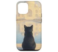 Chat Noir Taj Mahal Sunrise India Traveler Feline Coque pour iPhone 12/12 Pro