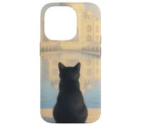 Chat Noir Taj Mahal Sunrise India Traveler Feline Coque pour iPhone 14 Pro