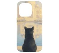 Chat Noir Taj Mahal Sunrise India Traveler Feline Coque pour iPhone 15 Pro