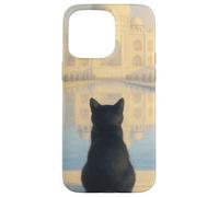 Chat Noir Taj Mahal Sunrise India Traveler Feline Coque pour iPhone 15 Pro Max