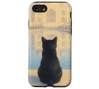 Chat Noir Taj Mahal Sunrise India Traveler Feline Coque pour iPhone SE (2020) / 7/8