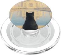 Chat Noir Taj Mahal Sunrise India Traveler Feline PopSockets PopGrip pour MagSafe