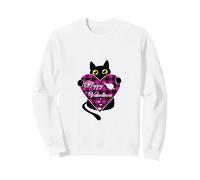 Chat Noir Tenant Un cœur à Carreaux Rose Sweatshirt