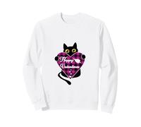 Chat Noir Tenant Un cœur à Carreaux Roses Sweatshirt