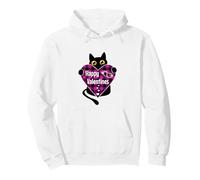 Chat Noir Tenant Un Motif de cœur Buffle Rose Sweat à Capuche