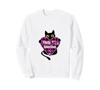 Chat Noir Tenant Un Motif de cœur Buffle Rose Sweatshirt