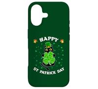 Chat Noir Tenant Un trèfle Happy St Patrick 2026 Coque pour iPhone 17