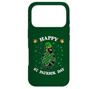 Chat Noir Tenant Un trèfle Happy St Patrick 2026 Coque pour iPhone 17 Pro