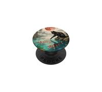 Chat Noir touchant Koi Poisson Japonais Jardin Cerisier Fleur PopSockets PopGrip Adhésif