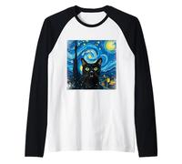 Chat Noir tourbillonnant Nuit coloré Ciel étoilé Art Van Gogh Manche Raglan