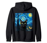 Chat Noir tourbillonnant Nuit coloré Ciel étoilé Art Van Gogh Sweat à Capuche