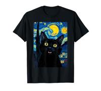 Chat Noir tourbillonnant Nuit coloré Ciel étoilé Art Van Gogh T-Shirt