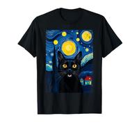 Chat Noir tourbillonnant Nuit coloré Ciel étoilé Art Van Gogh T-Shirt