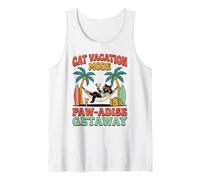 Chat Noir Vacances Mode Paw-adise Escapade Vintage Beach Surf Débardeur