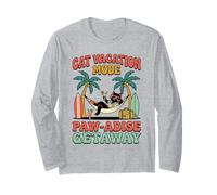 Chat Noir Vacances Mode Paw-adise Escapade Vintage Beach Surf Manche Longue