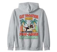 Chat Noir Vacances Mode Paw-adise Escapade Vintage Beach Surf Sweat à Capuche
