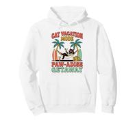 Chat Noir Vacances Mode Paw-adise Escapade Vintage Beach Surf Sweat à Capuche