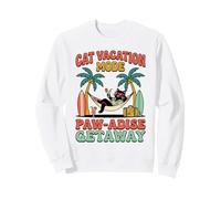 Chat Noir Vacances Mode Paw-adise Escapade Vintage Beach Surf Sweatshirt