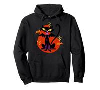 Chat Noir Vampire avec Ailes de Chauve-Souris Atomic Age Mid Century Retro Sweat à Capuche