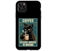 Chat Noir Vintage Buvant du café Parce Que Le Meurtre est Mauvais Coque pour iPhone 11 Pro Max