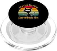 Chat Noir Vintage Vintage It's Fine I'm Fine Everything is Fine PopSockets PopGrip pour MagSafe