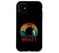 Chat Noir Vintage What? Chat meurtrier avec Couteau Coque pour iPhone 11