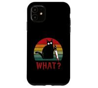 Chat Noir Vintage What? Chat meurtrier avec Couteau Coque pour iPhone 11