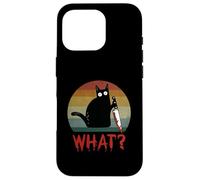 Chat Noir Vintage What? Chat meurtrier avec Couteau Coque pour iPhone 16 Pro