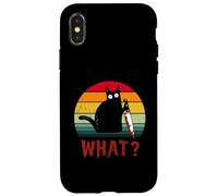 Chat Noir Vintage What? Chat meurtrier avec Couteau Coque pour iPhone X/XS