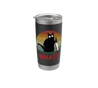 Chat noir vintage What? Chat meurtrier avec couteau Gobelet isotherme en acier inoxydable double paroi