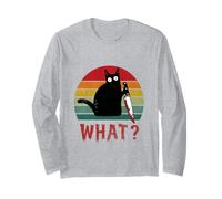Chat Noir Vintage What? Chat meurtrier avec Couteau Manche Longue