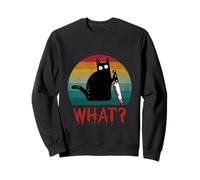 Chat Noir Vintage What? Chat meurtrier avec Couteau Sweatshirt