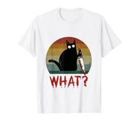 Chat Noir Vintage What? Chat meurtrier avec Couteau T-Shirt Graphique avec Valeur