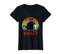 Chat Noir Vintage What? Chat meurtrier avec Couteau T-Shirt Graphique avec Valeur