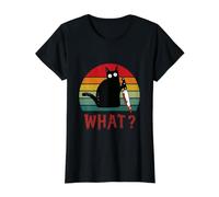 Chat Noir Vintage What? Chat meurtrier avec Couteau T-Shirt Graphique avec Valeur