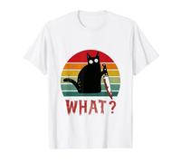 Chat Noir Vintage What? Chat meurtrier avec Couteau T-Shirt Graphique avec Valeur