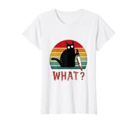 Chat Noir Vintage What? Chat meurtrier avec Couteau T-Shirt Graphique avec Valeur, Femme, Blanc, M